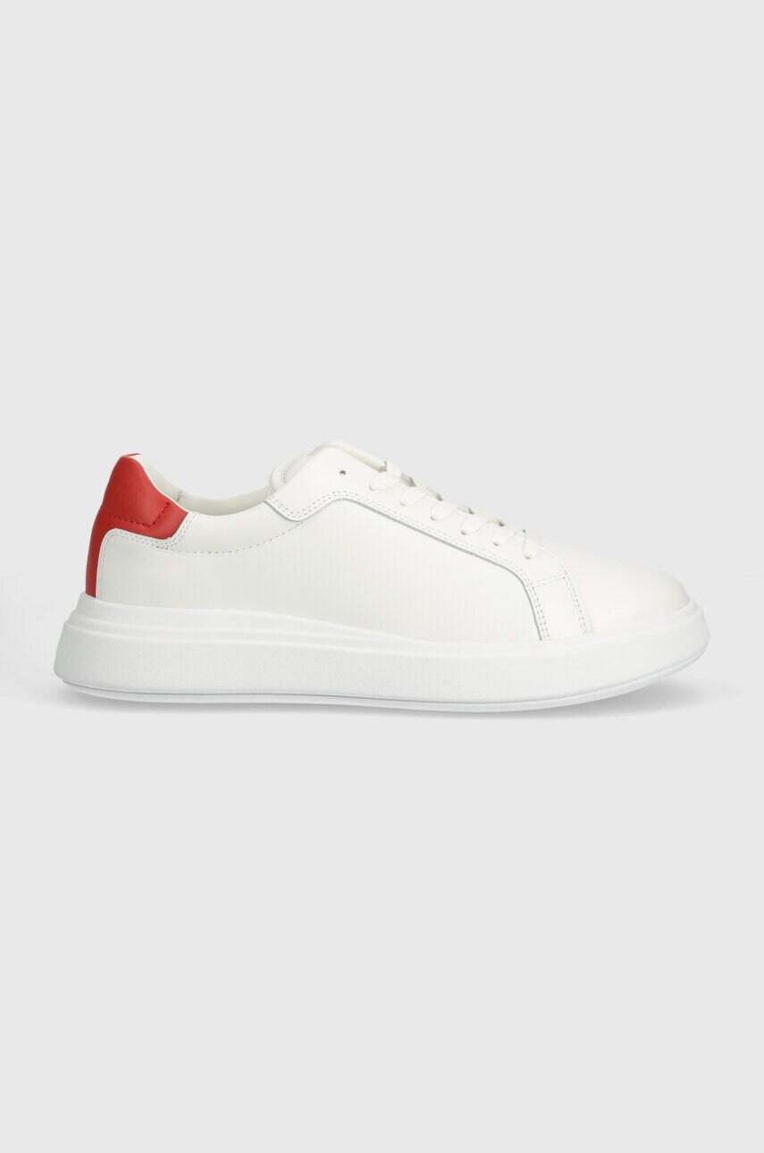 Шкіряні кросівки Calvin Klein LOW TOP LACE UP LTH колір білий HM0HM01016