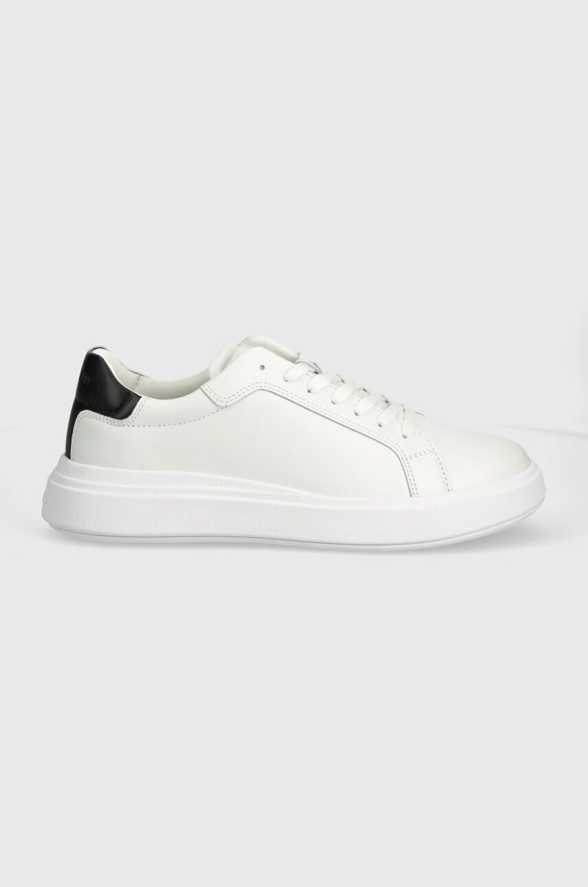 Шкіряні кросівки Calvin Klein LOW TOP LACE UP LTH колір білий HM0HM01016
