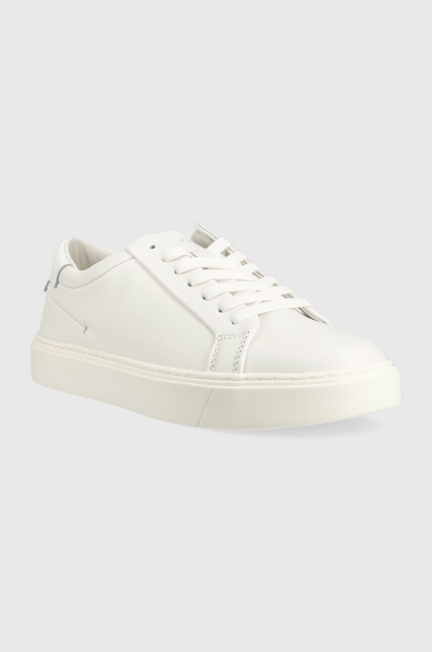 Шкіряні кросівки Calvin Klein LOW TOP LACE UP LTH SM колір білий HM0HM01018