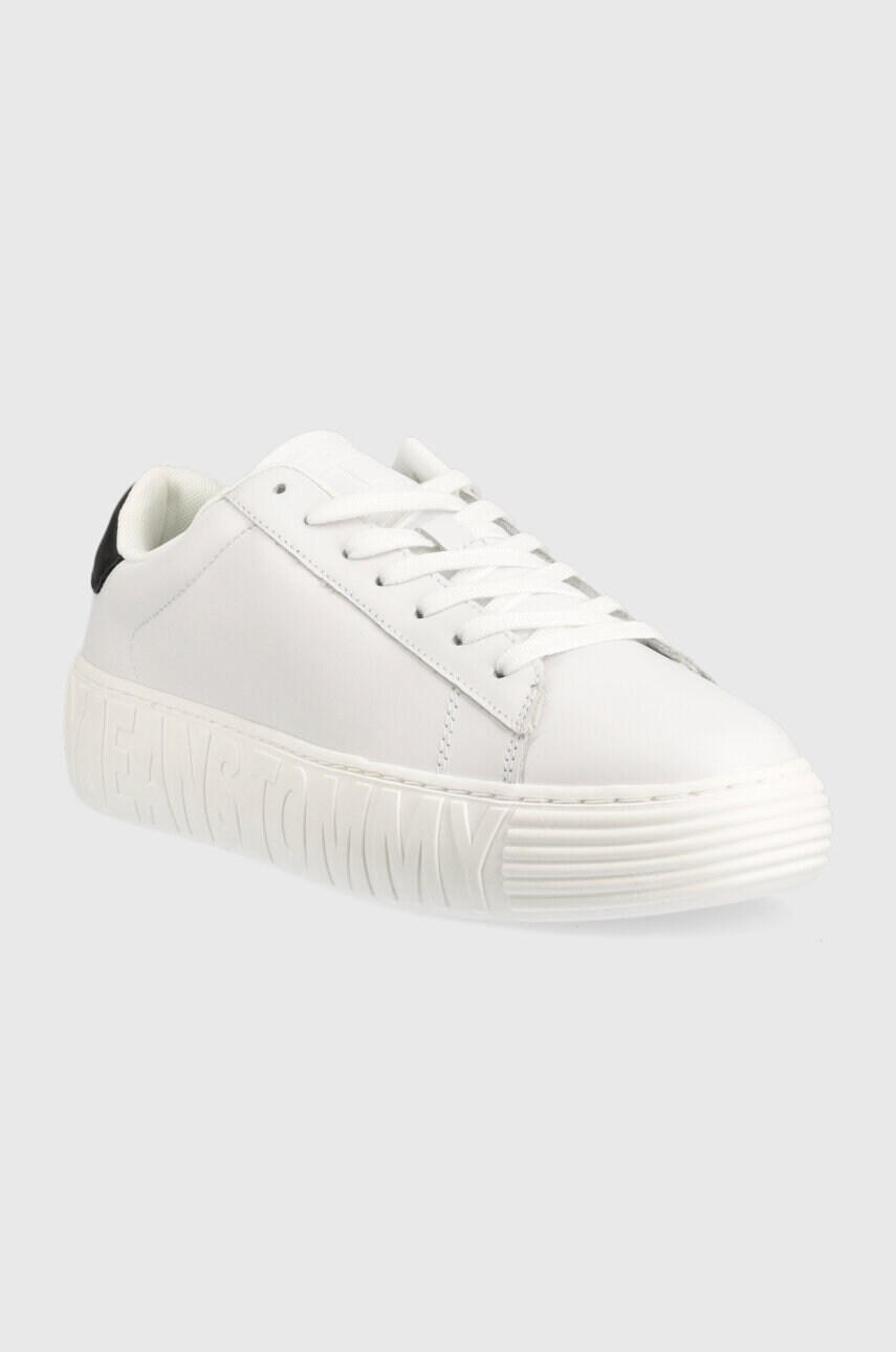 Шкіряні кросівки Tommy Jeans LEATHER OUTSOLE колір білий EM0EM01159