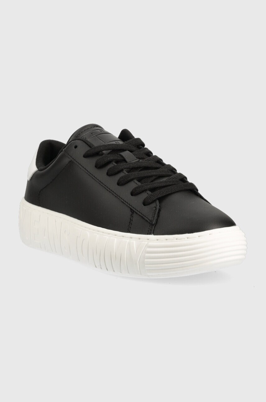 Шкіряні кросівки Tommy Jeans LEATHER OUTSOLE колір чорний EM0EM01159