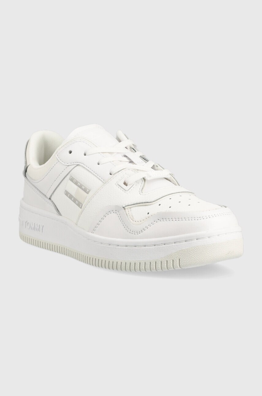 Шкіряні кросівки Tommy Jeans BASKET CUPSOLE колір білий EM0EM01194