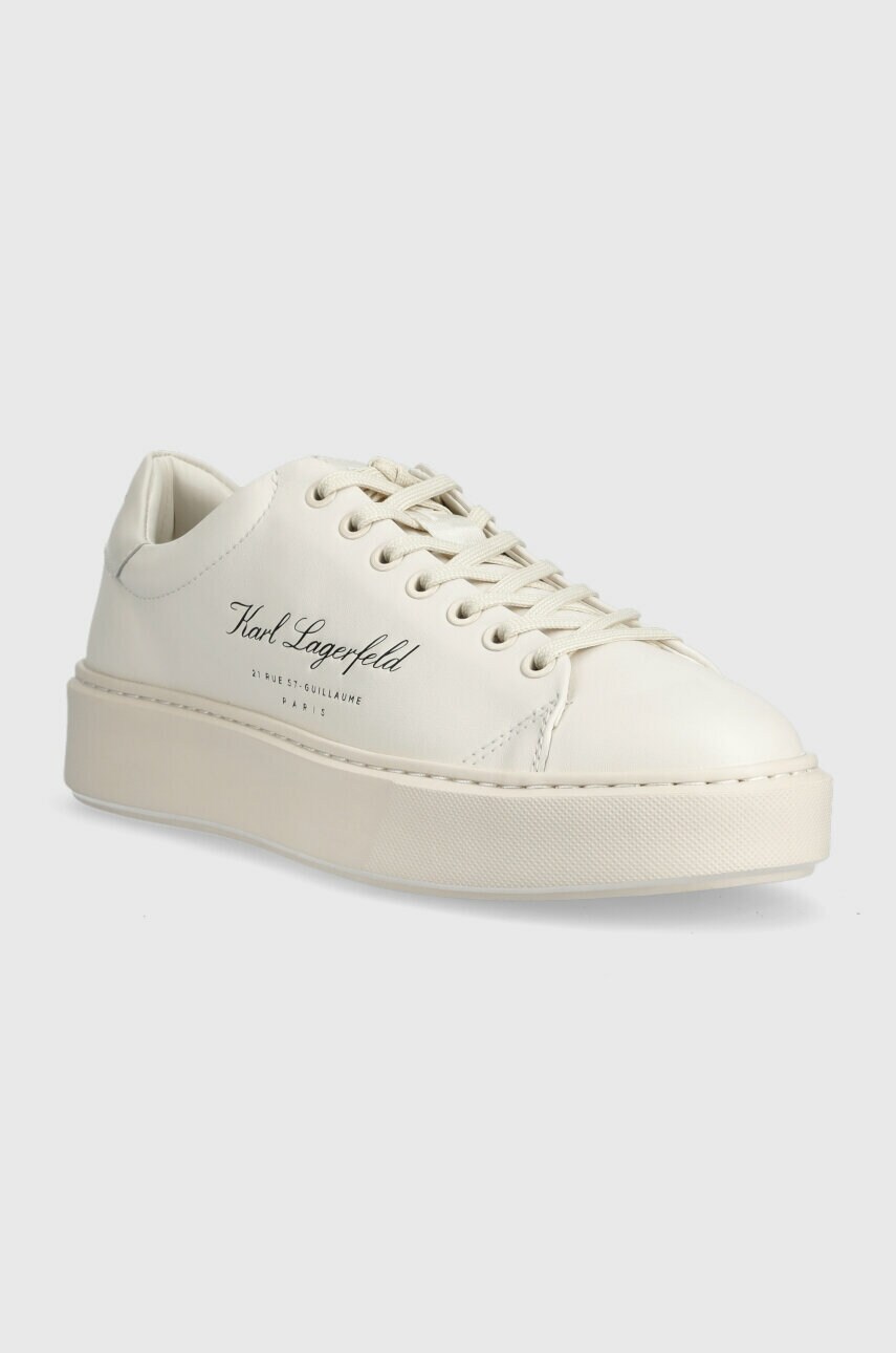 Шкіряні кросівки Karl Lagerfeld MAXI KUP колір бежевий KL52223
