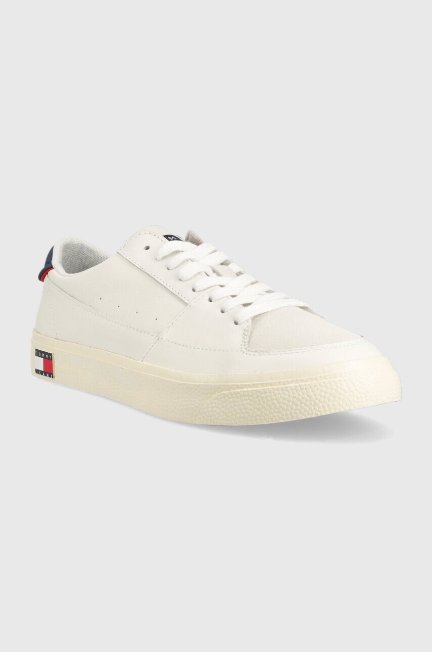 Шкіряні кросівки Tommy Jeans TOMMY JEANS VULCANIZED ESS колір білий EM0EM01106
