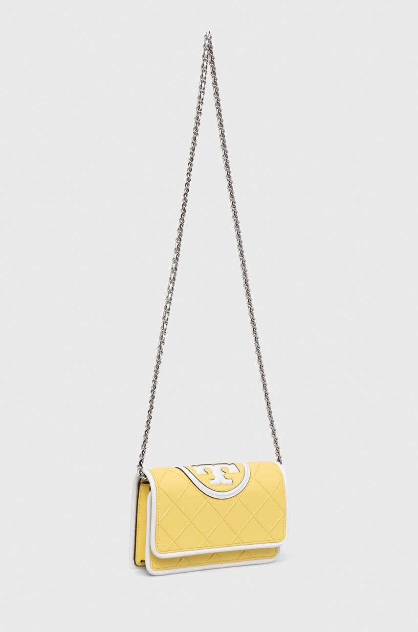 Шкіряна сумочка Tory Burch колір жовтий