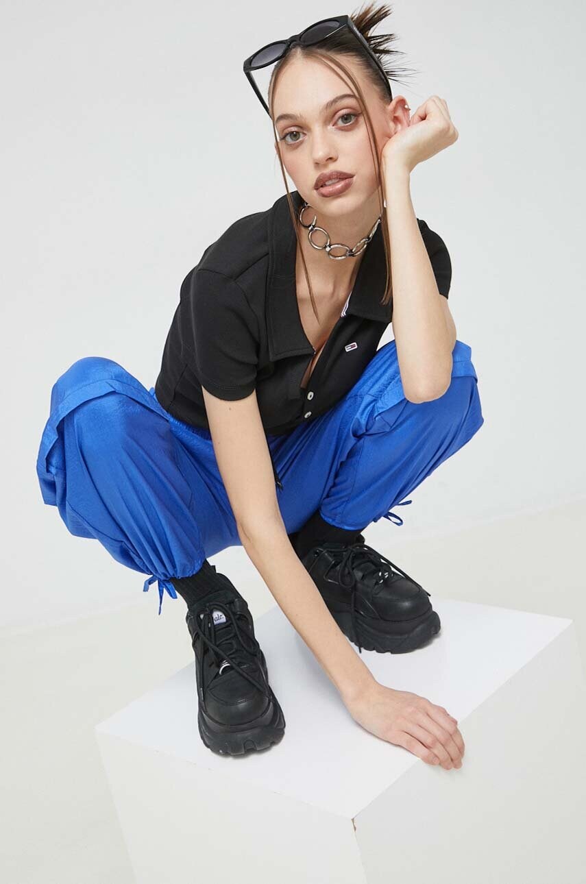 Поло Tommy Jeans жіночий колір чорний
