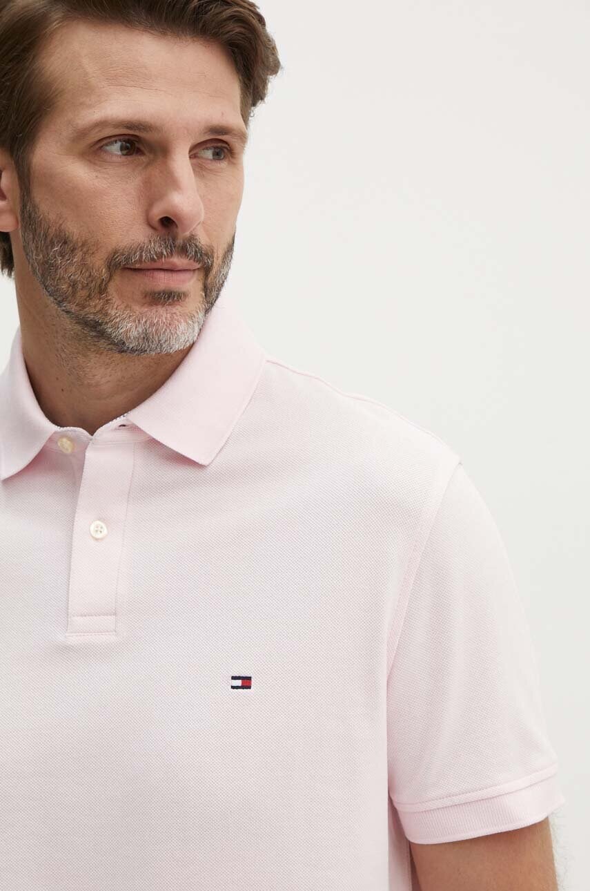 Поло Tommy Hilfiger чоловічий колір рожевий однотонний