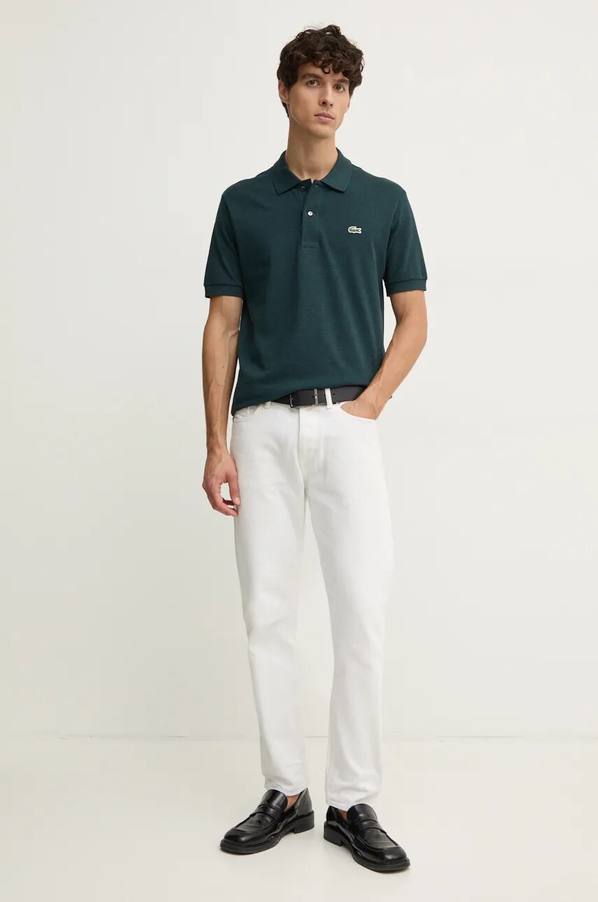 Бавовняне поло Lacoste колір сірий меланж