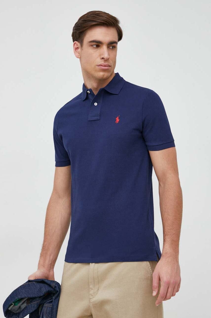 Бавовняне поло Polo Ralph Lauren колір синій однотонний