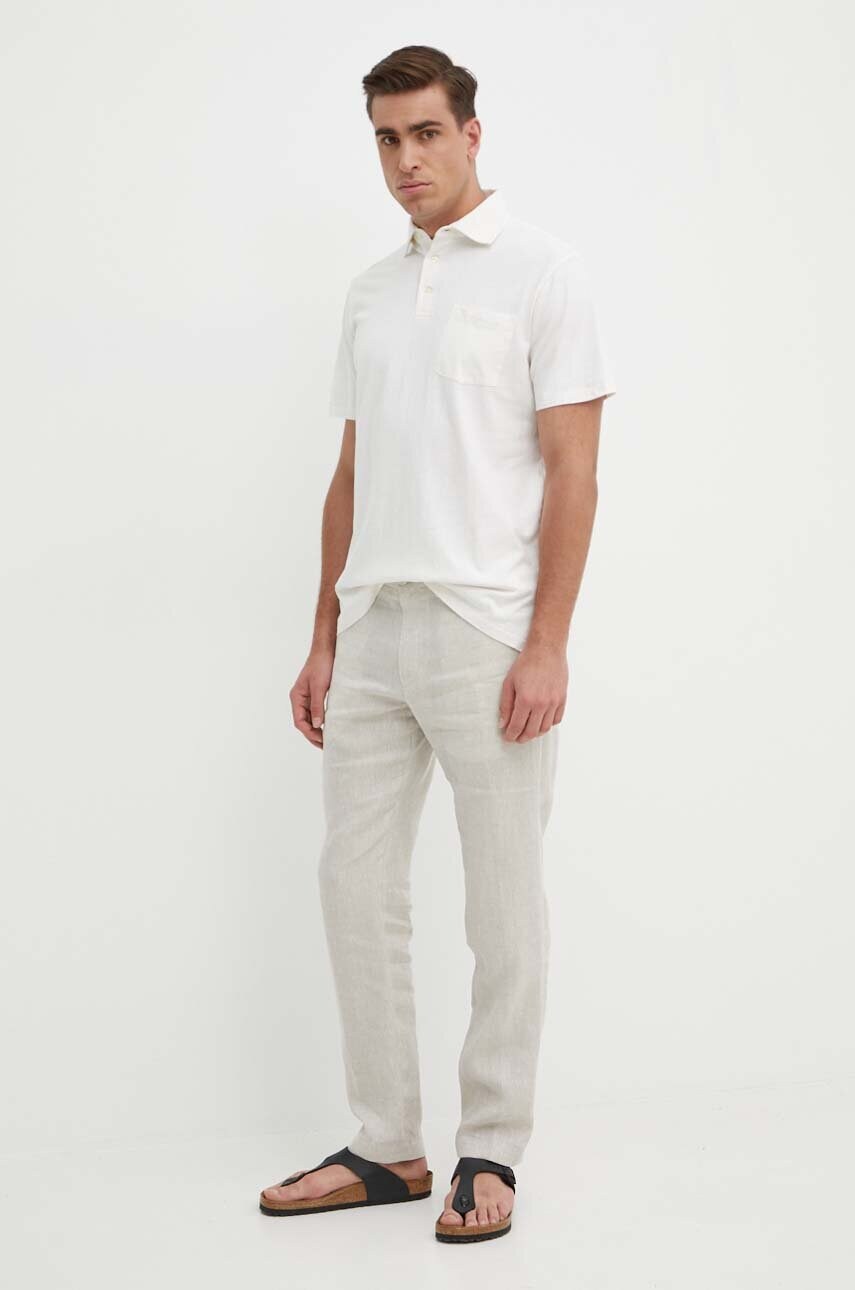 Поло з домішкою льону Polo Ralph Lauren колір білий однотонний