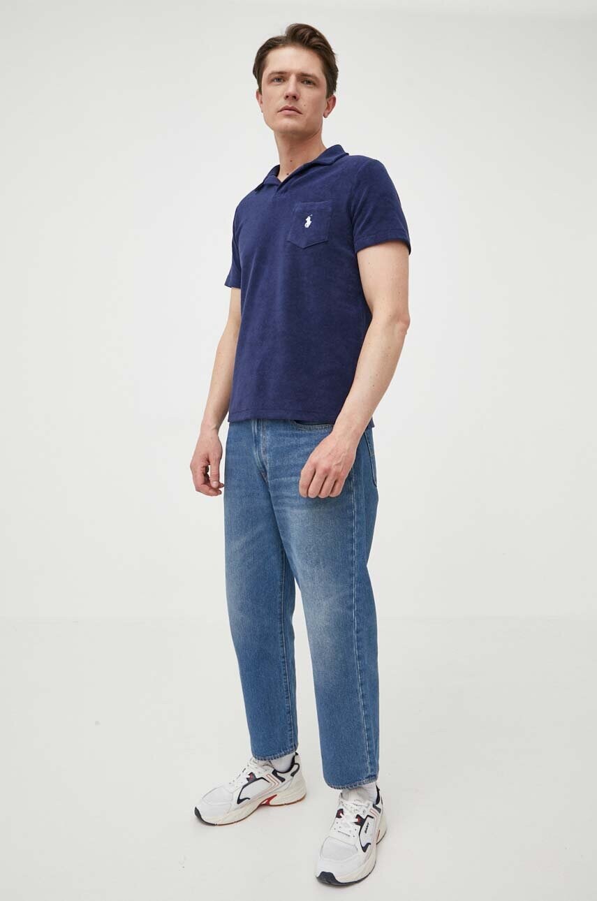 Поло Polo Ralph Lauren чоловіче колір синій однотонне