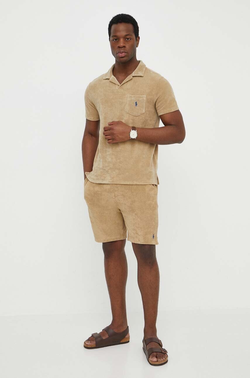 Поло Polo Ralph Lauren чоловічий колір бежевий однотонний
