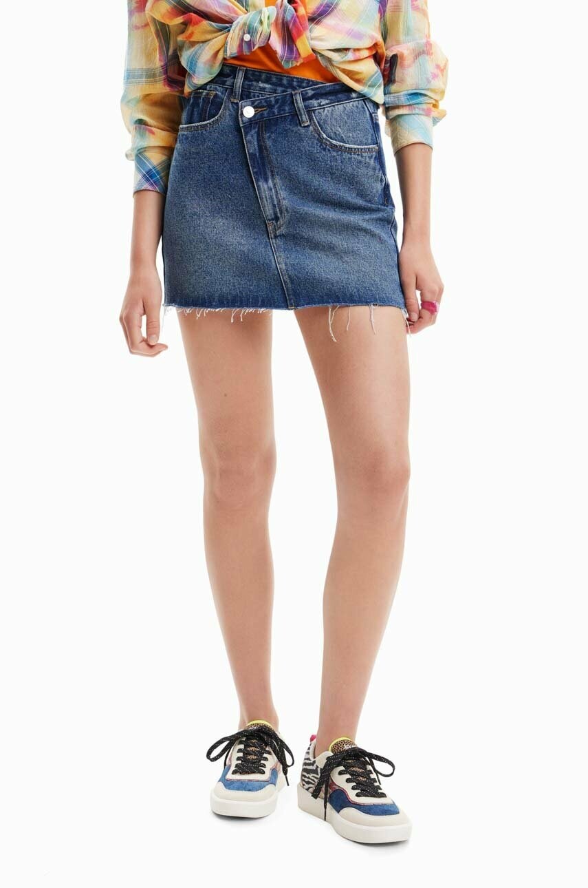 Джинсова спідниця Desigual колір синій mini пряма