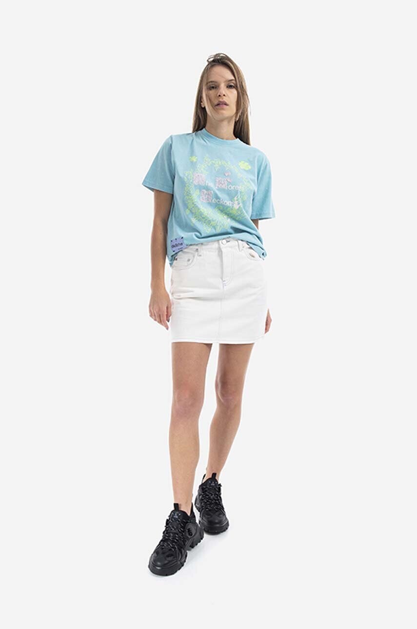 Джинсова бавовняна спідниця MCQ колір білий mini пряма 623877RRR209001-CREAM