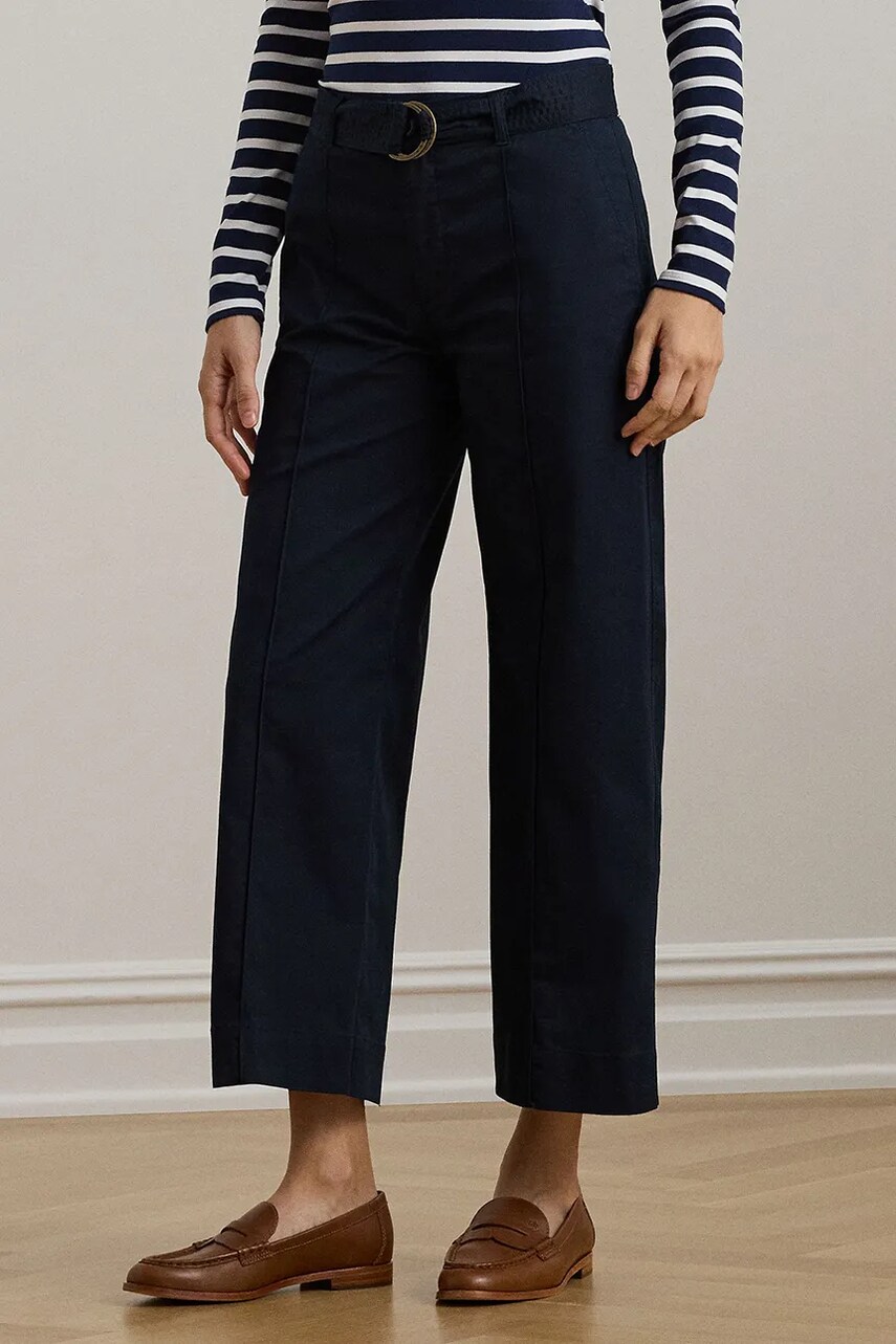 Штани Lauren Ralph Lauren жіночі колір чорний широке висока посадка 200876606