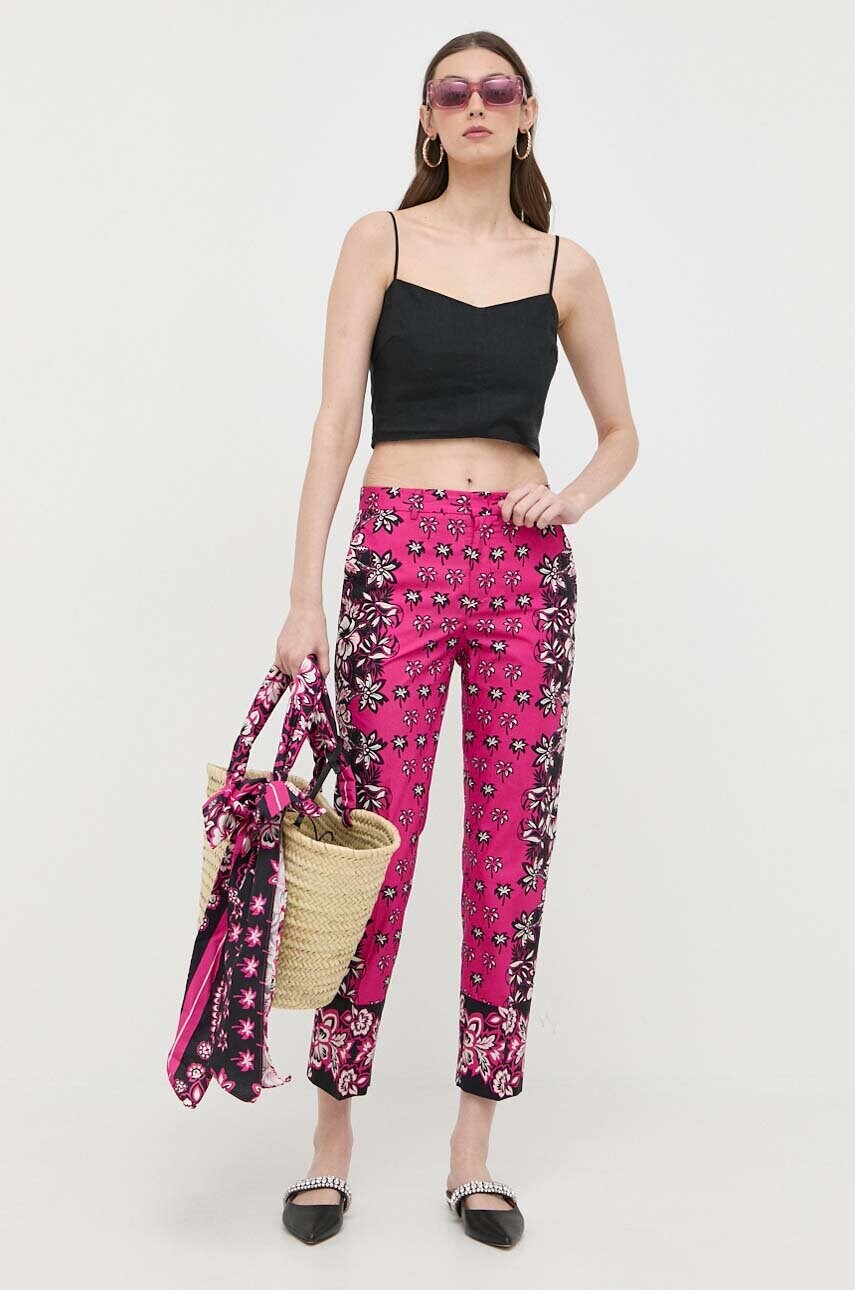 Бавовняні штани Red Valentino колір фіолетовий фасон сигарети середня посадка