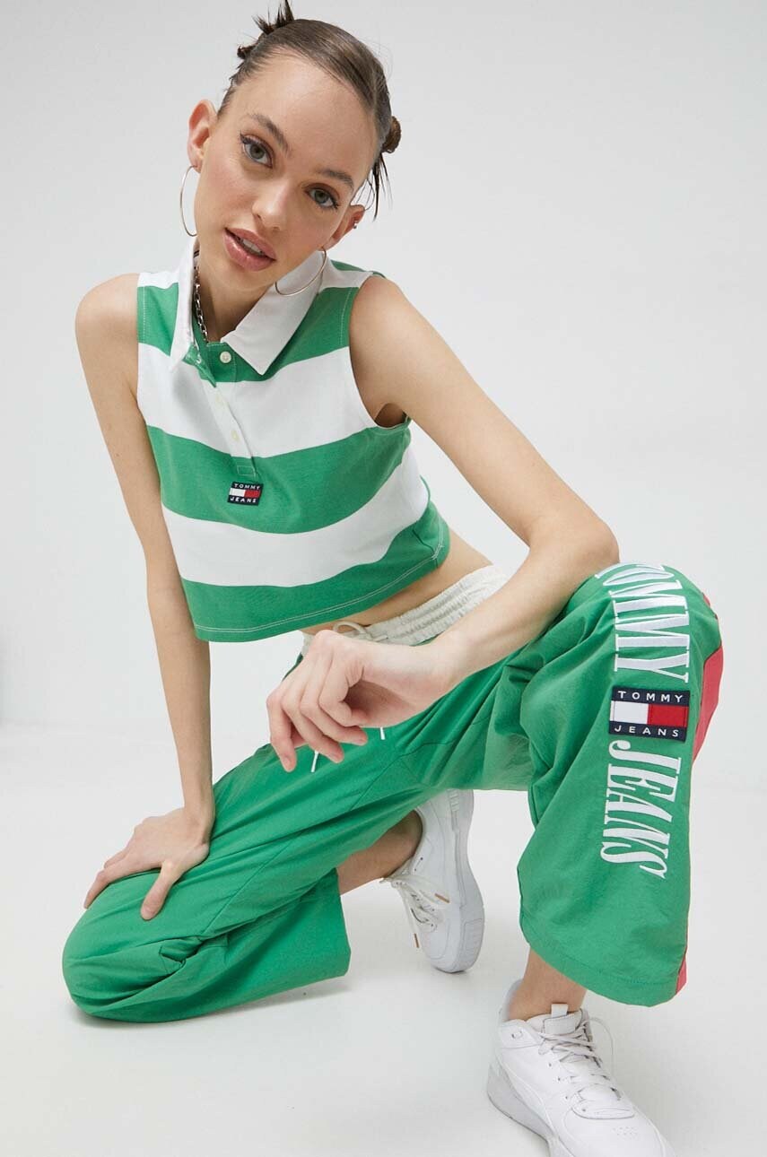 Спортивні штани Tommy Jeans колір зелений візерунок