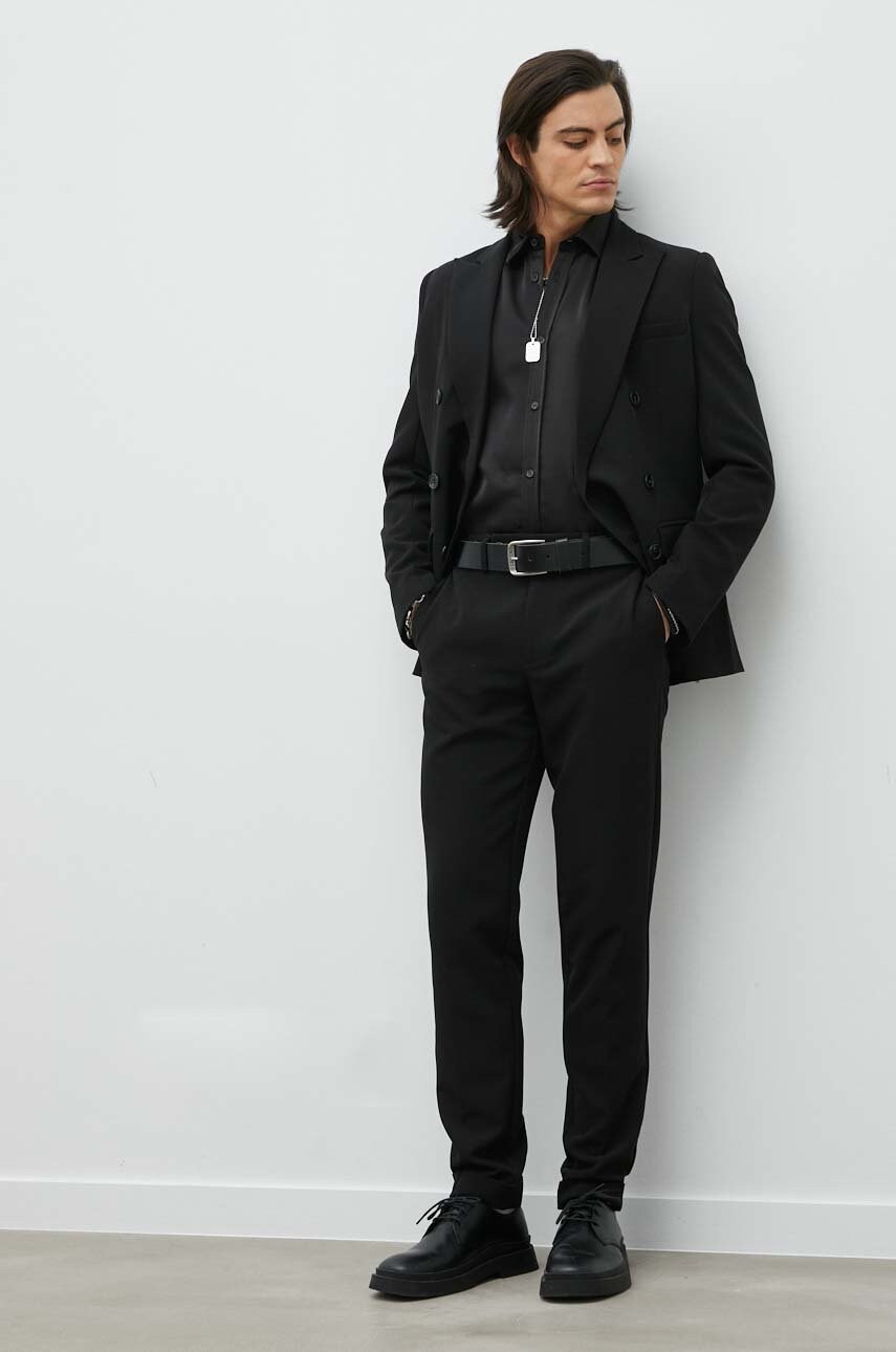 Штани Bruuns Bazaar Karlsus Basic Pants чоловічі колір чорний облягаючі