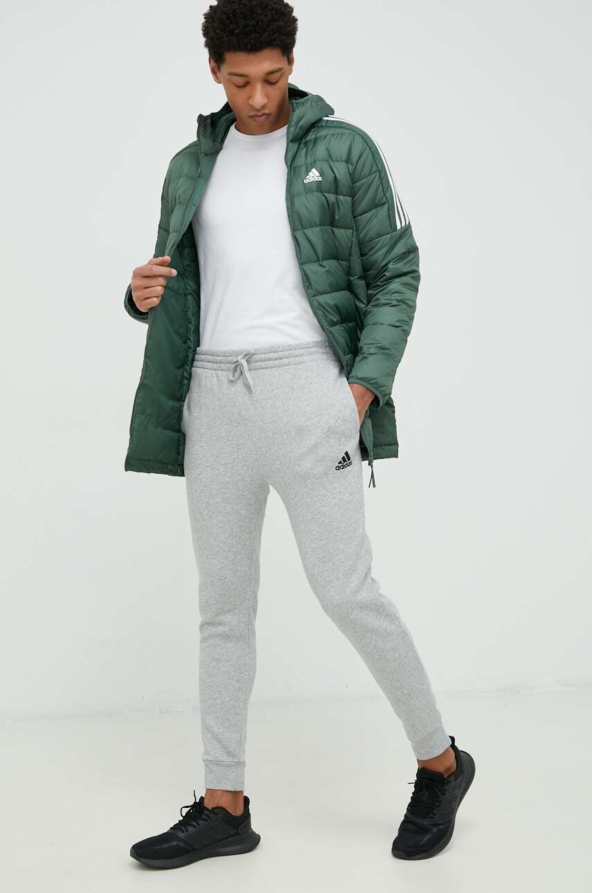 Спортивні штани adidas чоловічі колір сірий однотонні