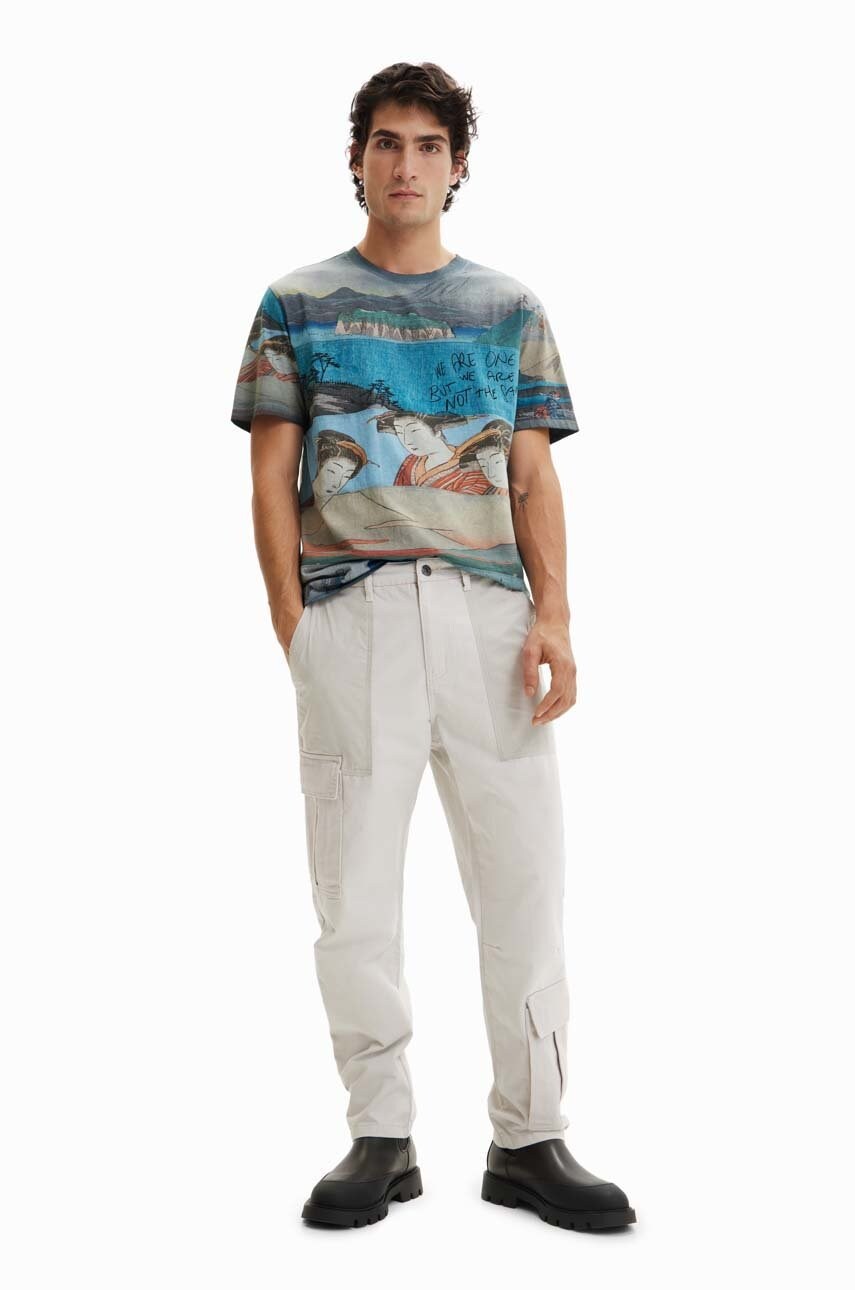 Штани Desigual чоловічі колір бежевий фасон cargo