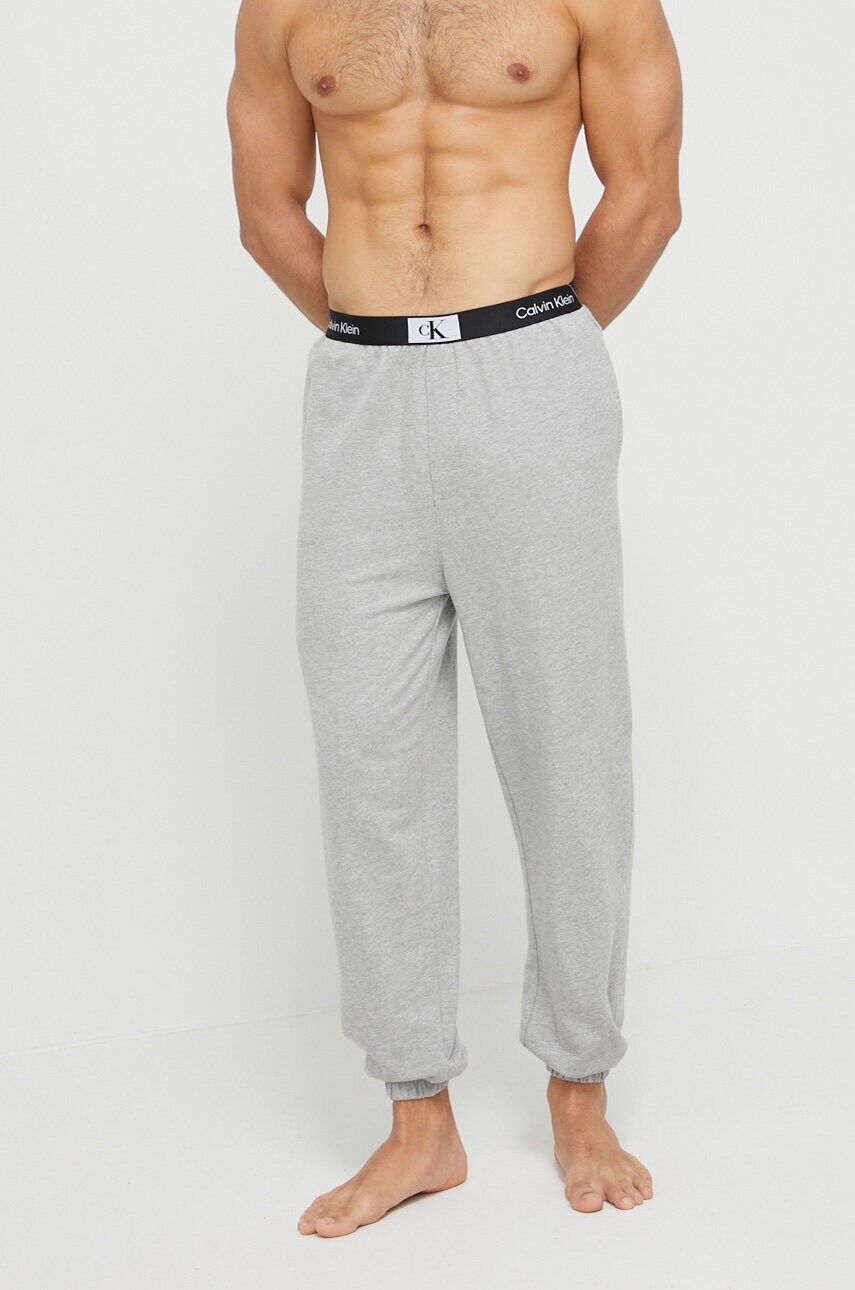 Піжамні бавовняні штани Calvin Klein Underwear колір сірий однотонна