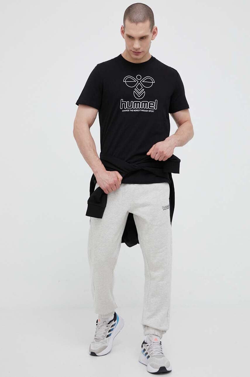 Бавовняні спортивні штани Hummel колір сірий однотонні