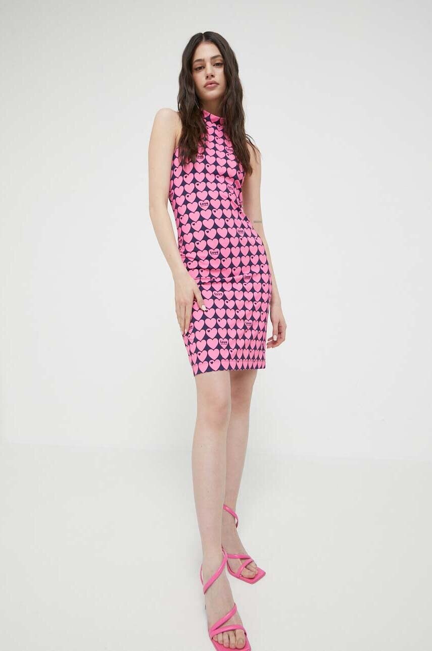 Сукня Love Moschino колір рожевий mini облягаюча