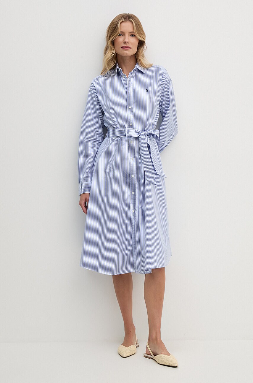 Бавовняна сукня Polo Ralph Lauren колір синій mini розкльошена 211891428