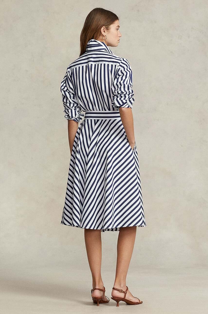 Бавовняна сукня Polo Ralph Lauren колір синій mini розкльошена