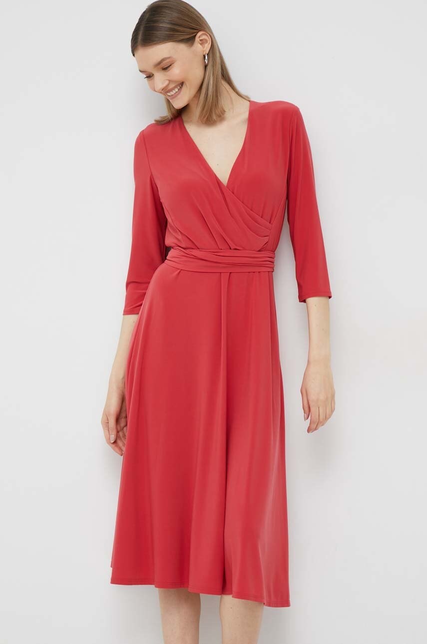 Сукня Lauren Ralph Lauren колір червоний mini розкльошена