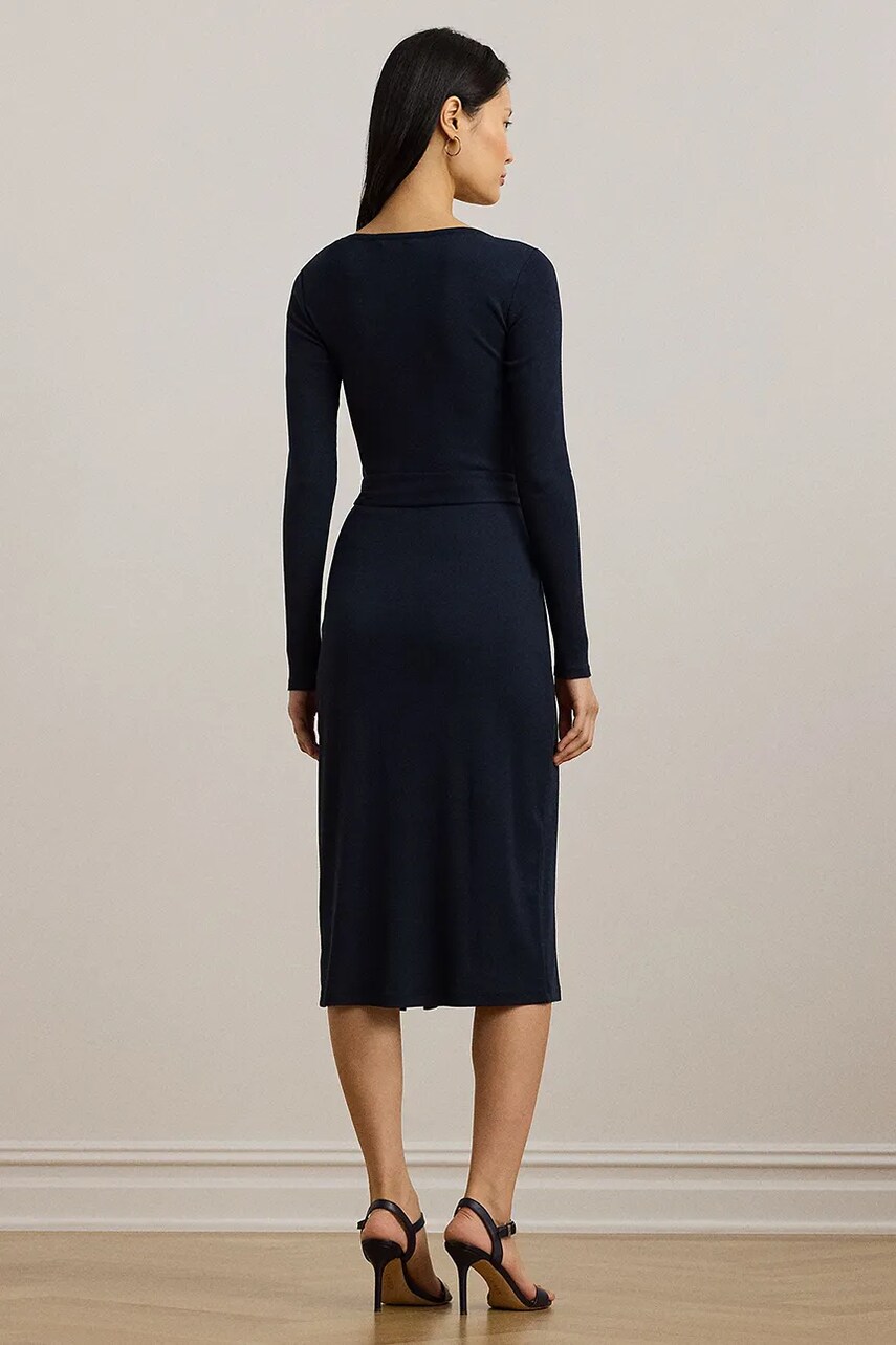 Сукня Lauren Ralph Lauren колір синій midi облягаюча