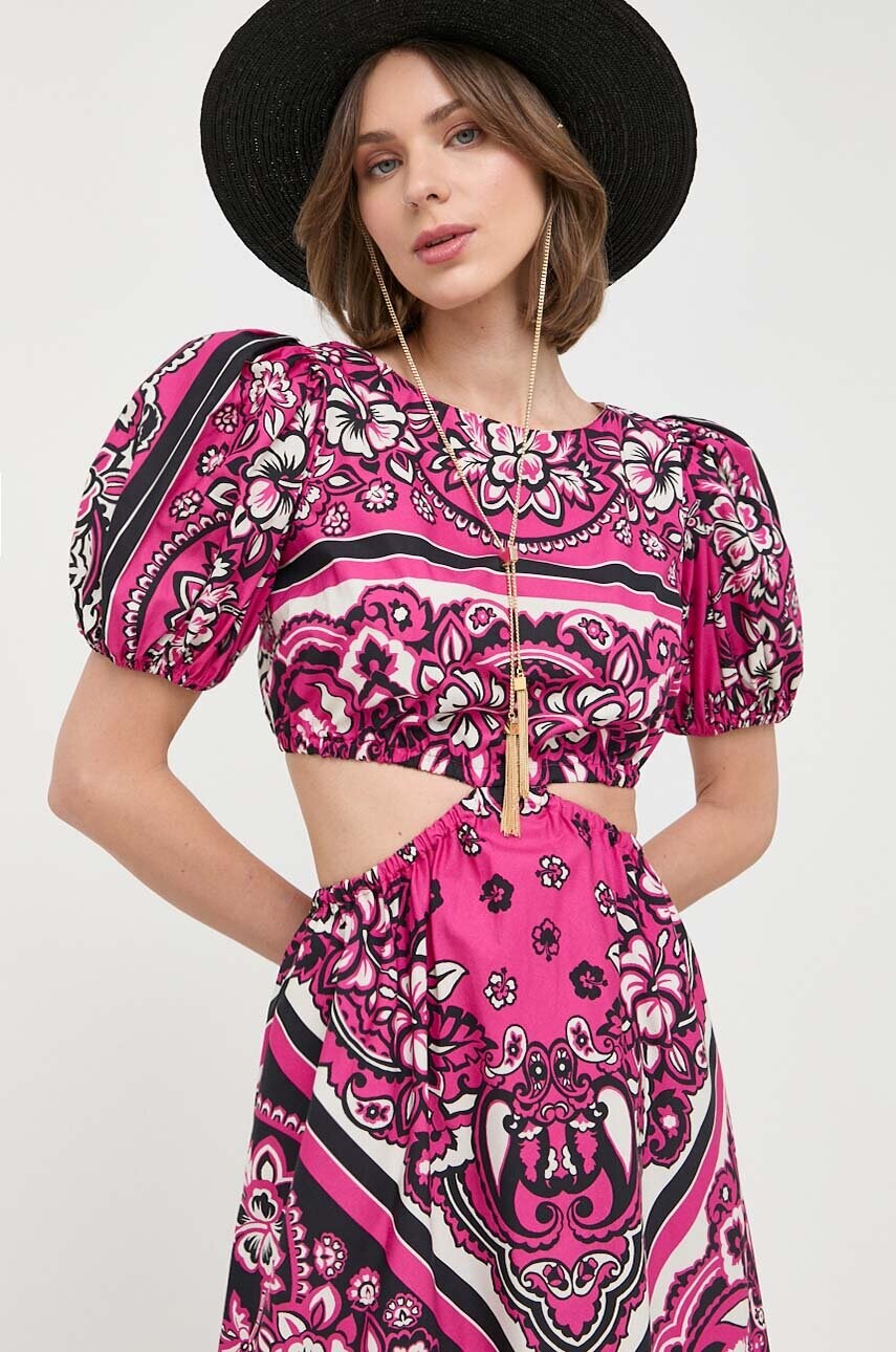 Бавовняна сукня Red Valentino колір фіолетовий midi розкльошена