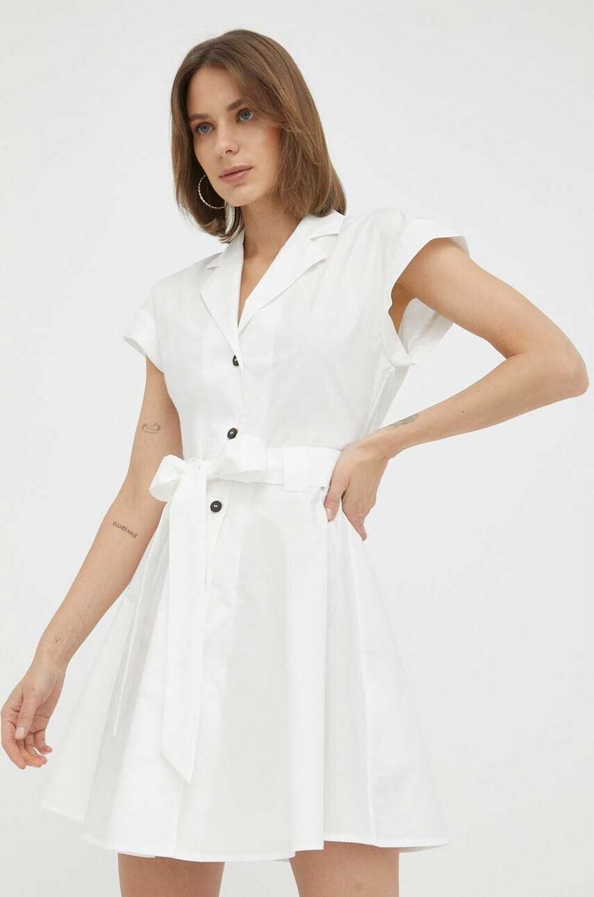 Бавовняна сукня Trussardi колір білий mini розкльошена