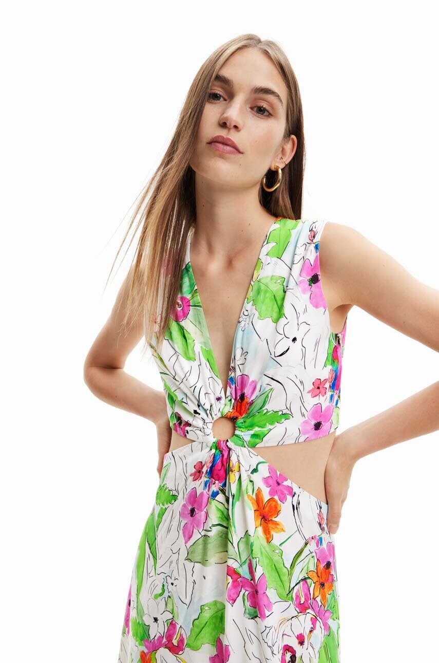 Сукня Desigual колір білий maxi розкльошена