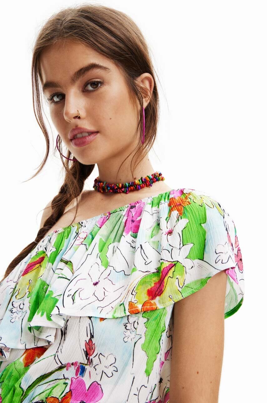 Сукня Desigual колір білий mini пряма