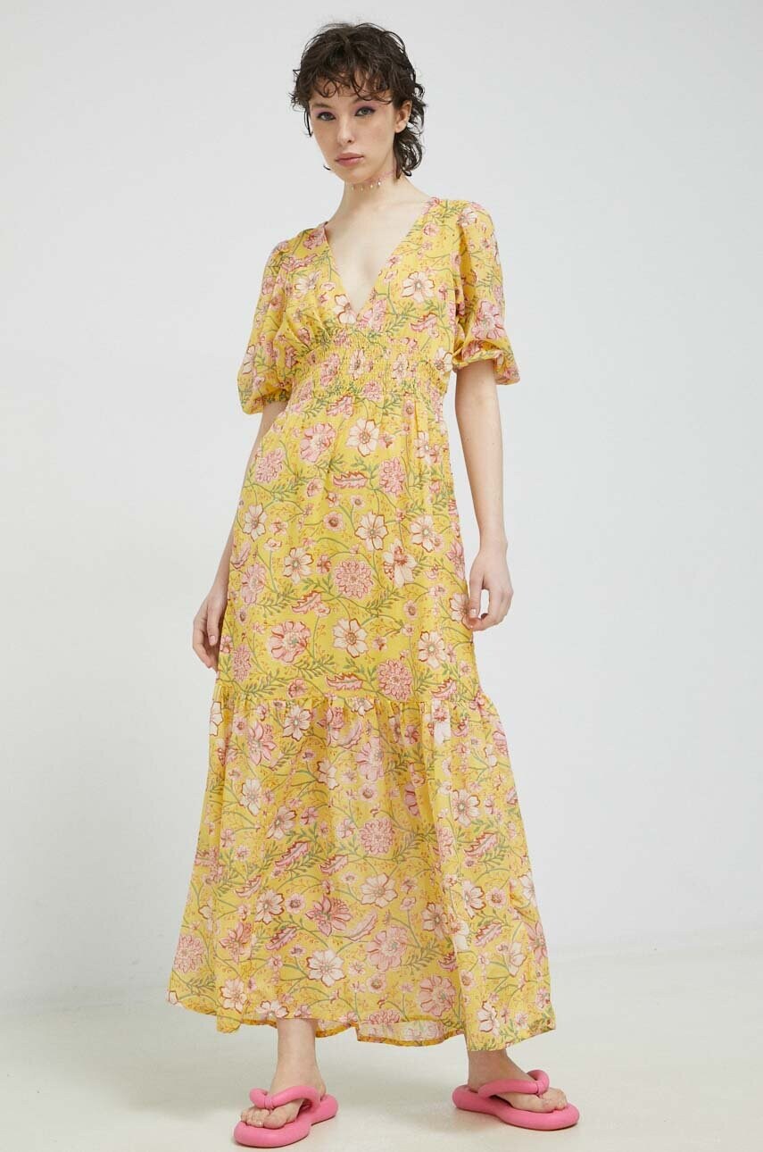 Сукня Billabong колір жовтий maxi розкльошена