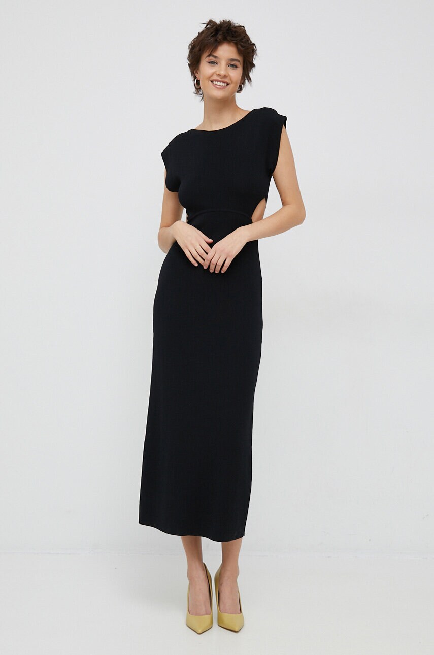 Сукня Sisley колір чорний maxi облягаюча