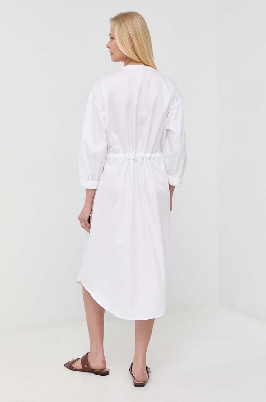 Бавовняна сукня Max Mara Leisure колір білий midi розкльошена