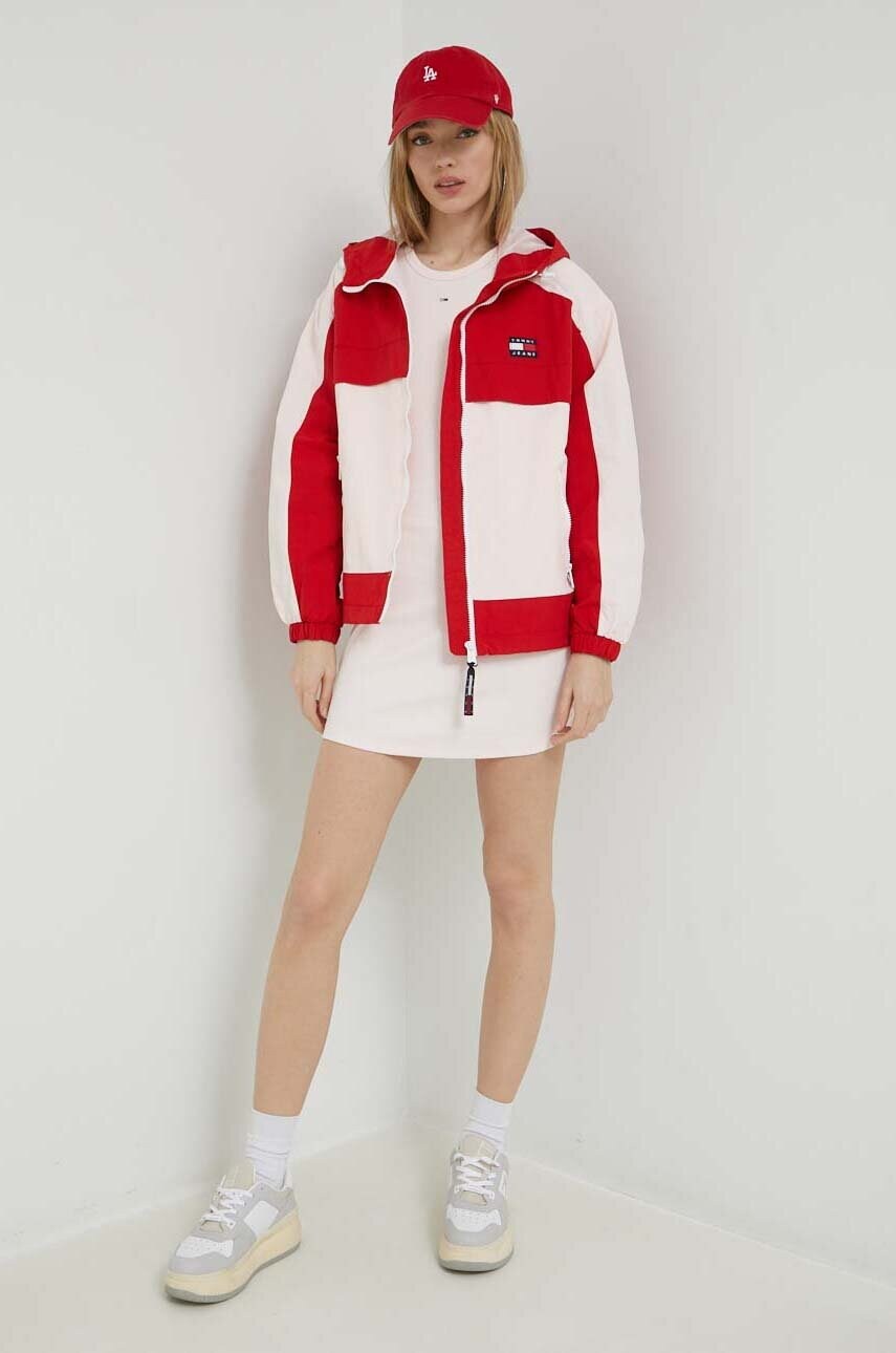 Сукня Tommy Jeans колір рожевий mini облягаюча