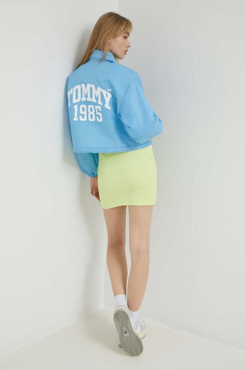 Сукня Tommy Jeans колір зелений mini облягаюча