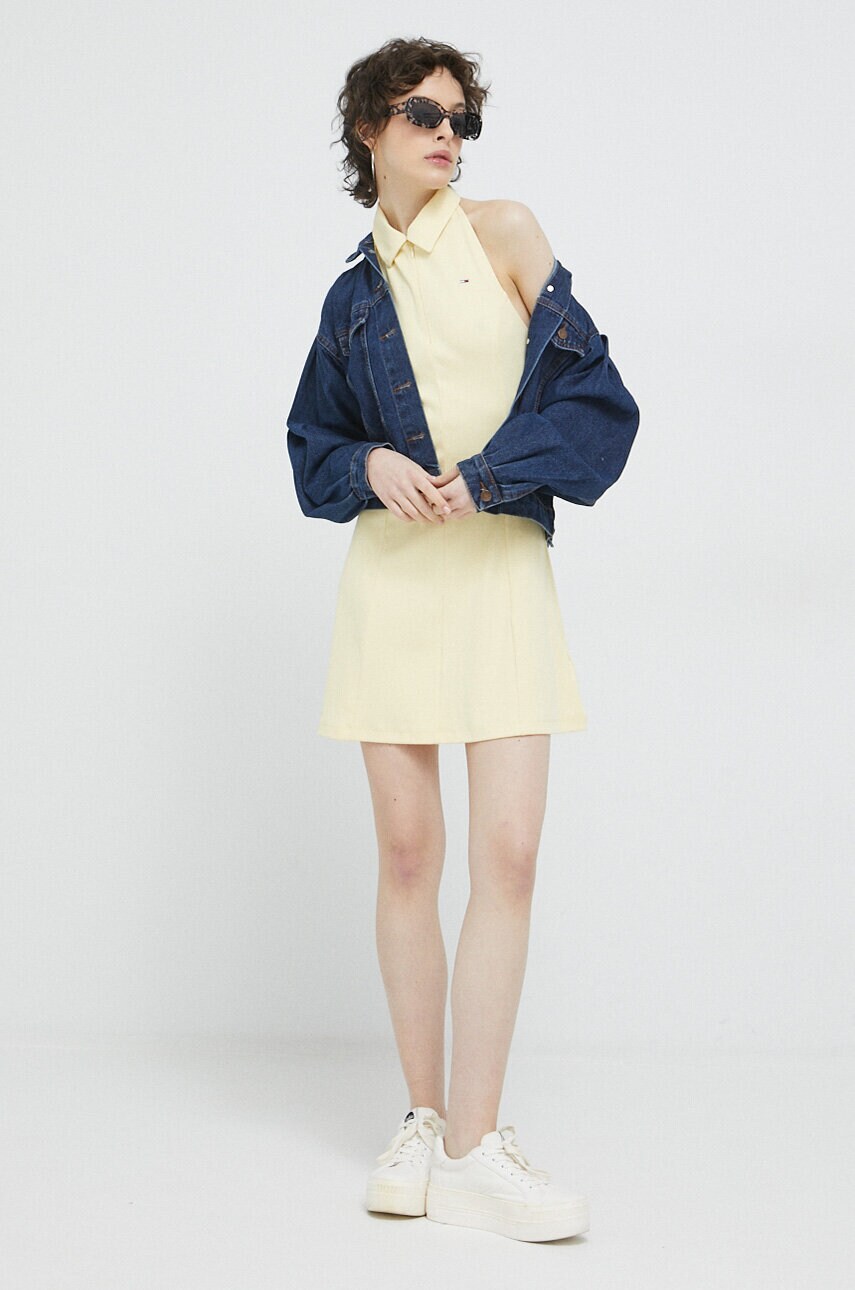 Сукня Tommy Jeans колір жовтий mini розкльошена