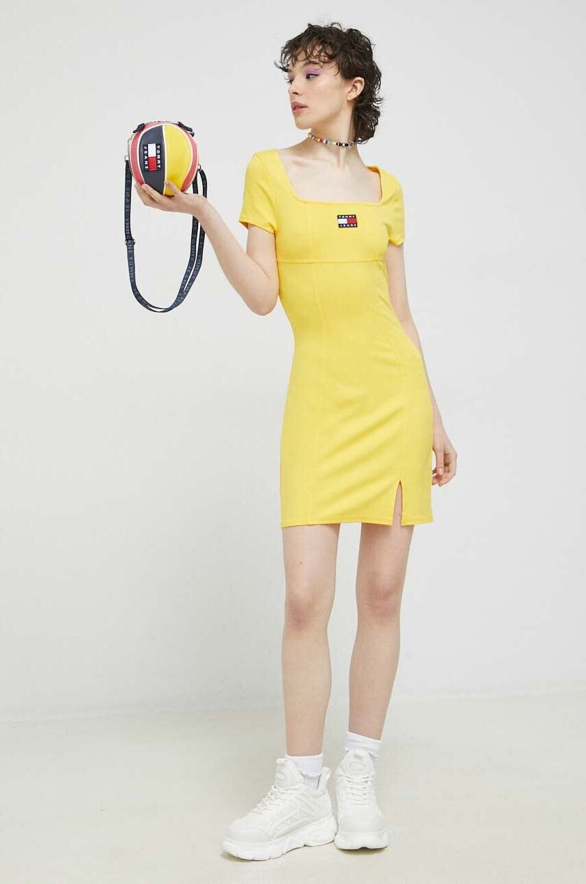Сукня Tommy Jeans колір жовтий mini пряма