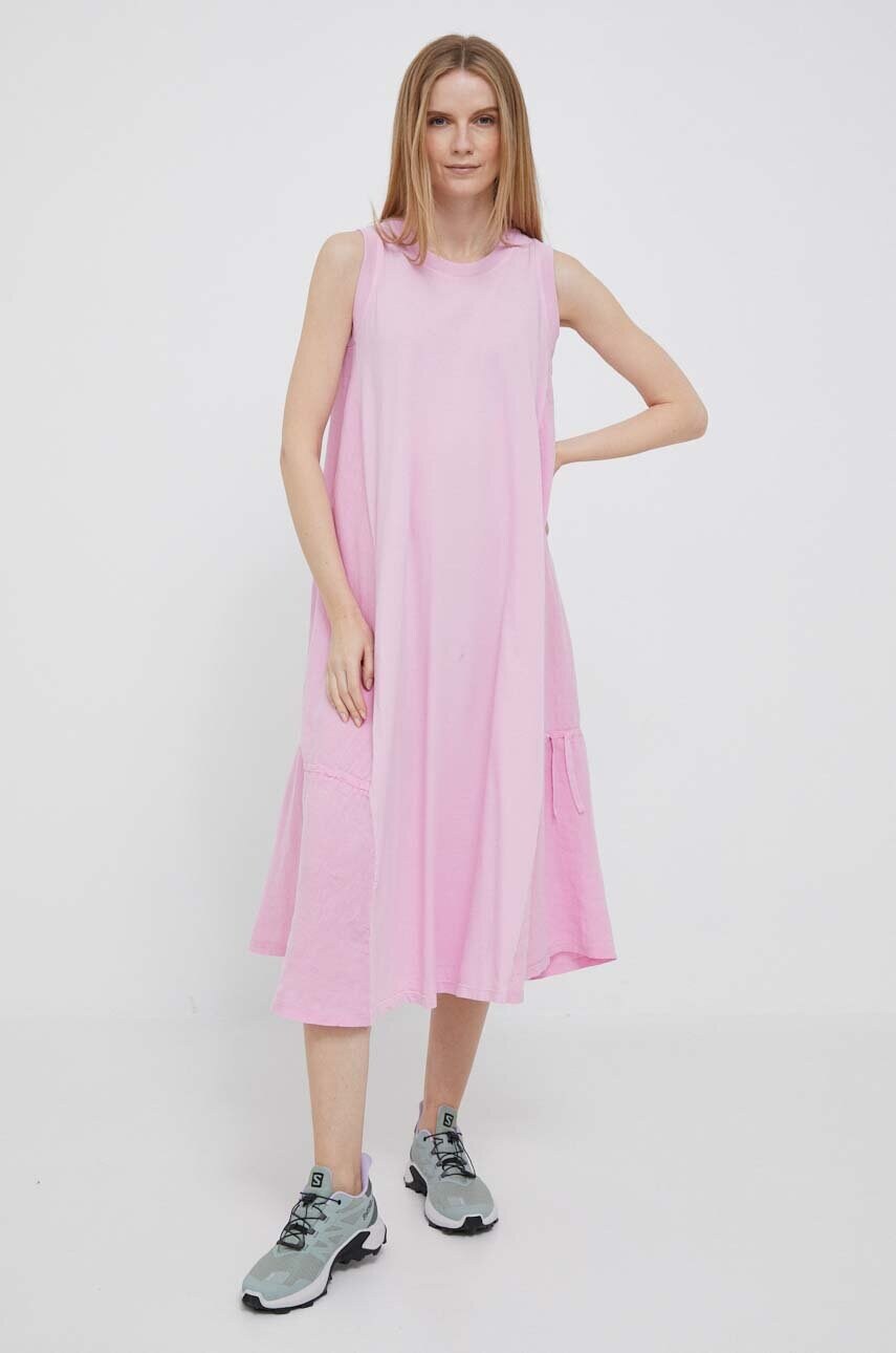 Сукня з домішкою льону Deha колір рожевий midi oversize