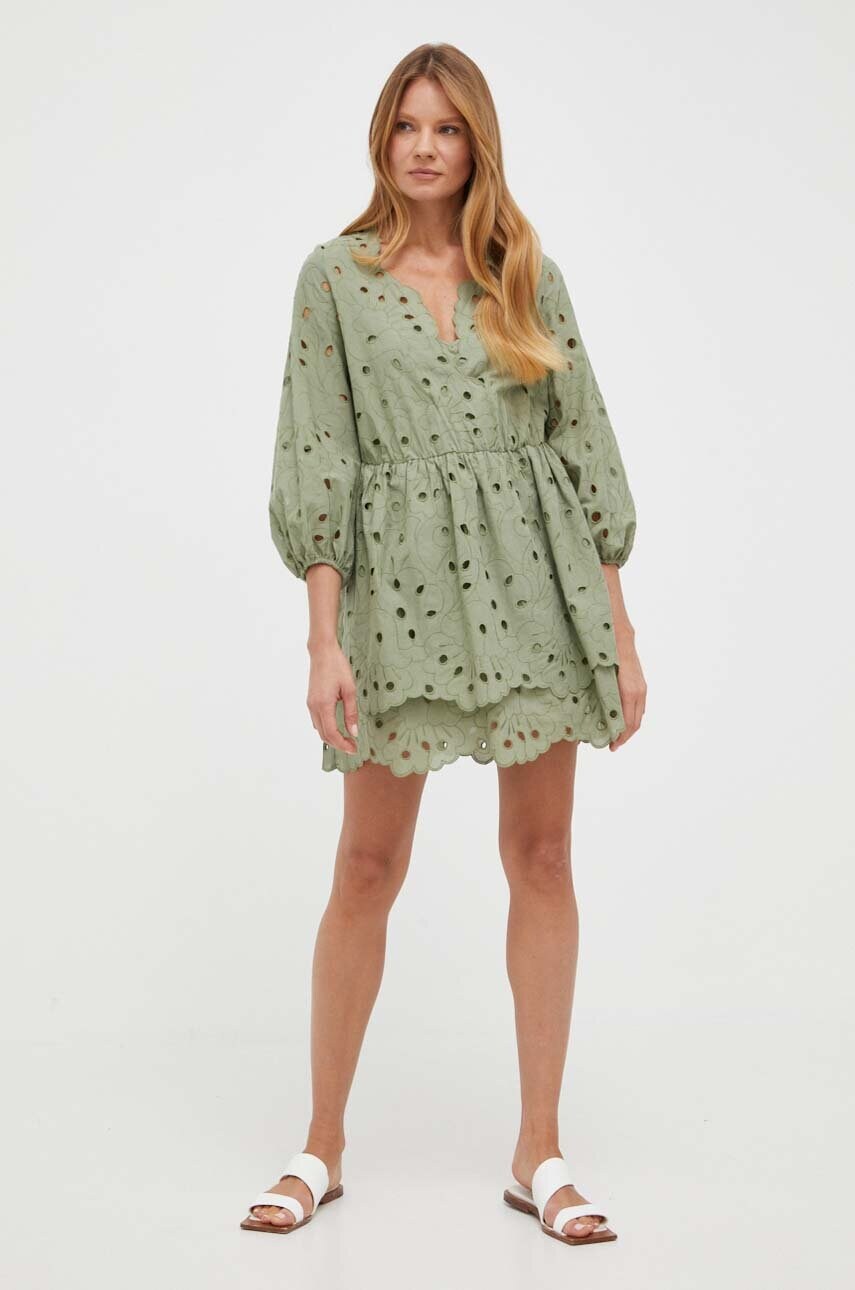 Сукня Ivy Oak колір зелений mini розкльошена