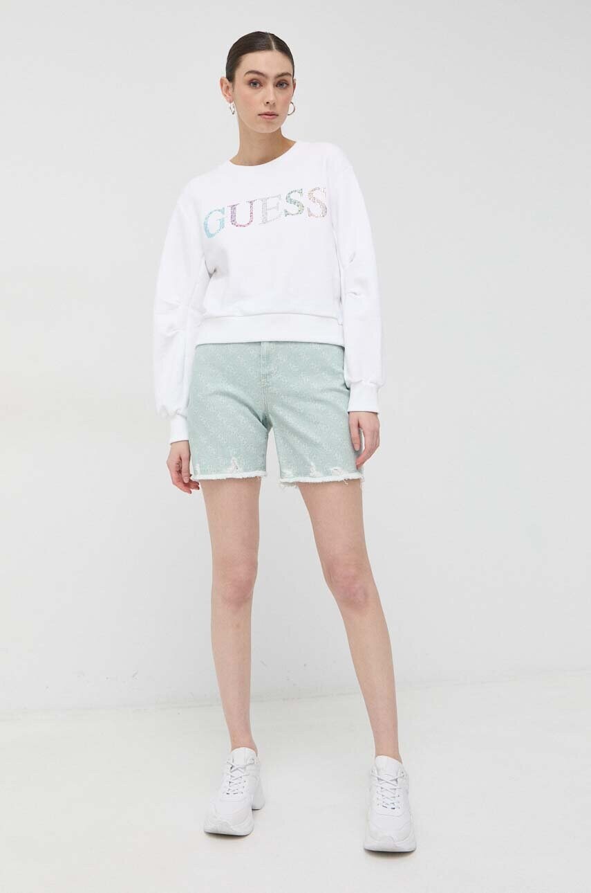 Шорти Guess жіночі колір зелений візерунок висока посадка