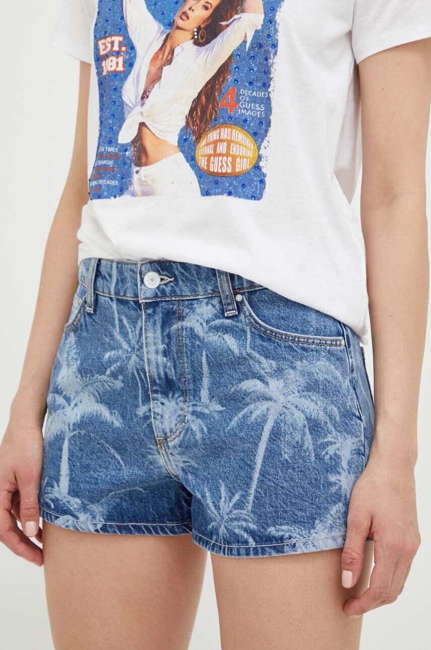 Джинсові шорти Guess жіночі візерунок середня посадка