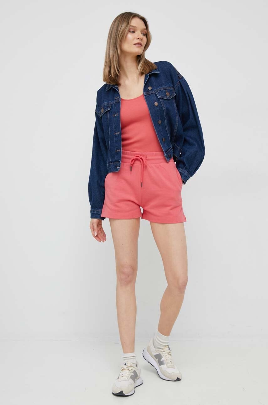 Бавовняні шорти Pepe Jeans Whitney колір червоний однотонні висока посадка