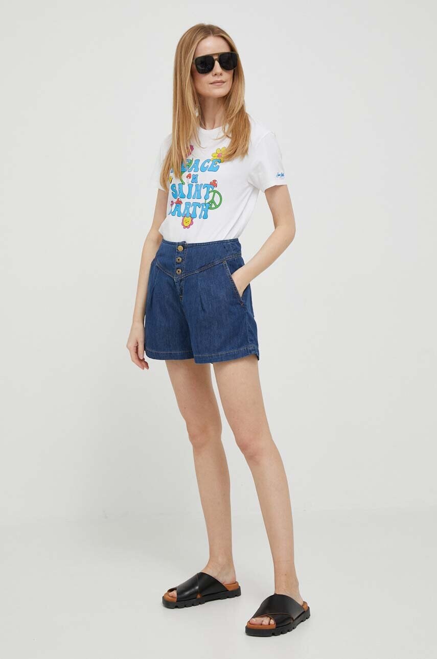 Джинсові шорти Pepe Jeans Stella жіночі колір синій однотонні висока посадка