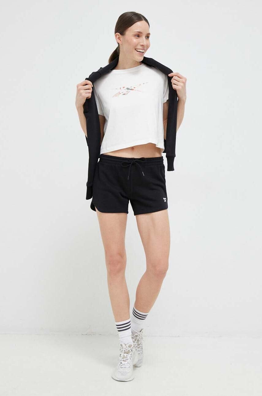 Шорти Reebok жіночі колір чорний однотонні висока посадка