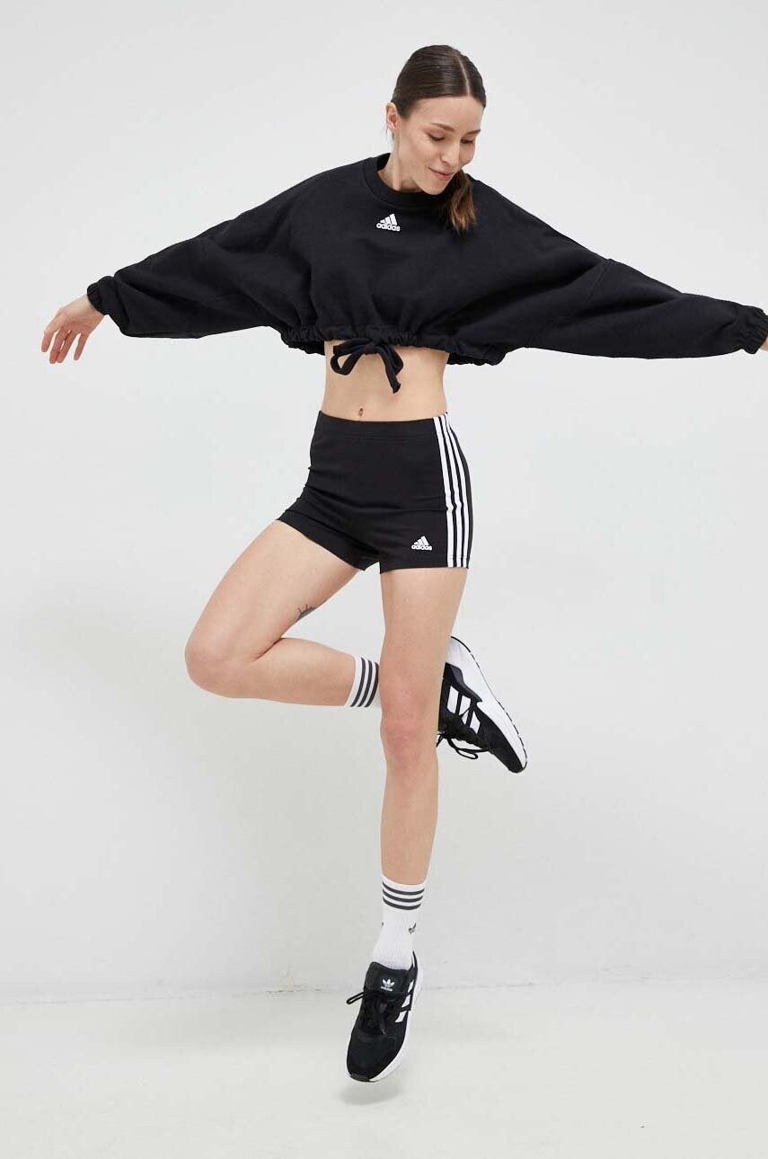 Шорти adidas жіночі колір чорний візерунок висока посадка